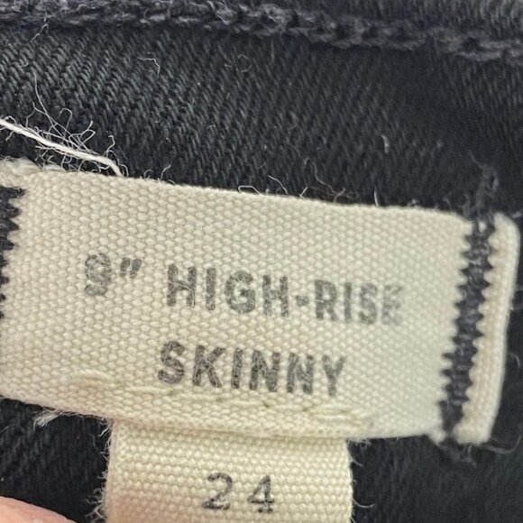 Madewell Black 9" Mid-Rise Skinny Jeans ISKO Black Size 24 Premium Denim G1202 - Picture 6 of 14